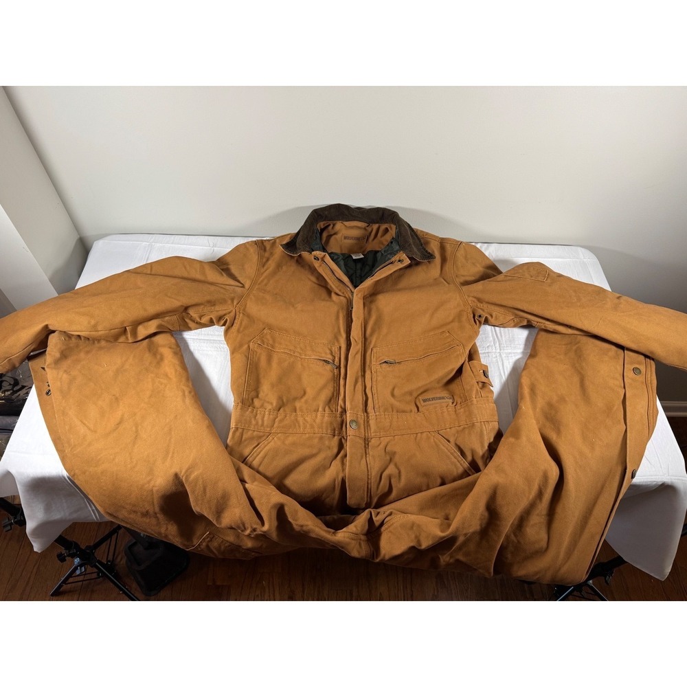 Wolverine Mens Insulated Duck Canvas Coveralls Brown Work Utility Suit Medium